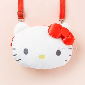 Túi đeo chéo Sanrio Face Plush-Hello Kitty