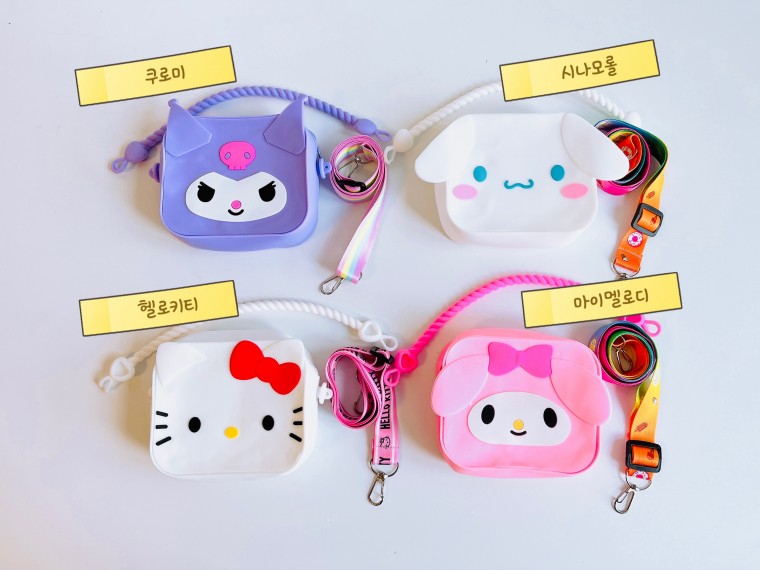 Túi đeo chéo Sanrio silicone vuông có tay cầm