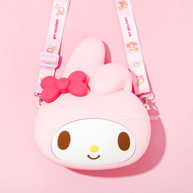 Túi đeo chéo silicon My Melody Mega Big Face (Hồng nhạt)