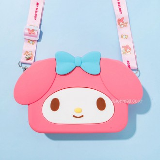 Túi đeo chéo My Melody Face Big Square Silicon (Hồng đậm)