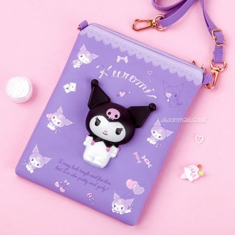 Túi đeo chéo điện thoại Sanrio Squishy - Kuromi (Tím đậm)