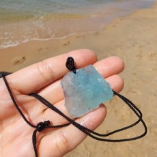 Vòng cổ chuỗi nút thắt đá Aquamarine Loose Cặp đôi Tình bạn Kkuankku