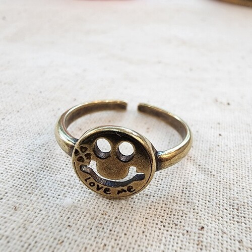 Brass Smile Love Ring Bangle Kích thước có thể điều chỉnh