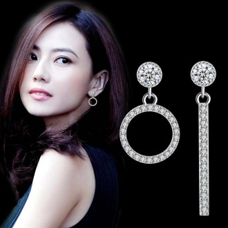 Cặp đôi nhẫn thẳng AAA zirconia không cân bằng hộp quà tặng