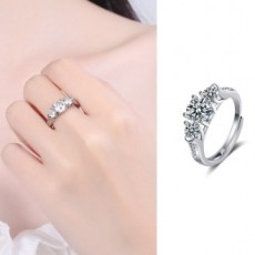 Moissanite Mở Vòng Điều Khiển Mở Vòng Có Thể Điều Chỉnh Tình Bạn Nhẫn Đôi Nhẫn Cặp Không Gây Dị Ứng S925 Trang Sức Thời Trang Được Đóng Gói Riêng Biệt