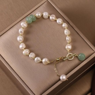 Khối 2 loại trang sức ngọc nephrite ngọc trai nước ngọt sapphire vòng tay điều chỉnh độ dài