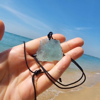 Dây chuyền mặt dây chuyền đá Aquamarine xanh