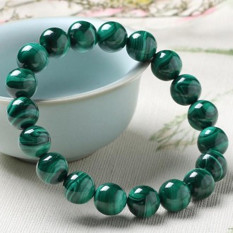 Vòng tay đá quý Malachite xanh tự nhiên 10 mm Unisex