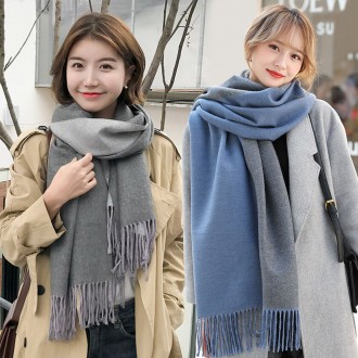 Phụ nữ xinh đẹp Phong cách mùa đông Bộ giảm thanh giả cashmere hai mặt