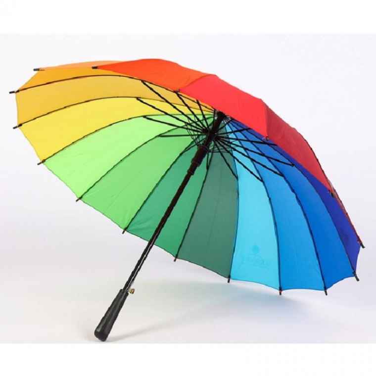 1 16 Tuổi Chắc Chắn Cầu Vồng Đơn Giai Đoạn Ô Dù Rainbow Ô Dài Ô Dài Bắt Nước Nắp tích Hợp Bao