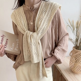 Eunchang] Ấm cúng đan giả cardigan khăn choàng khăn quàng cổ thu đông xuân nhiệt cardigan khăn choàng khăn lớn khăn quàng cổ