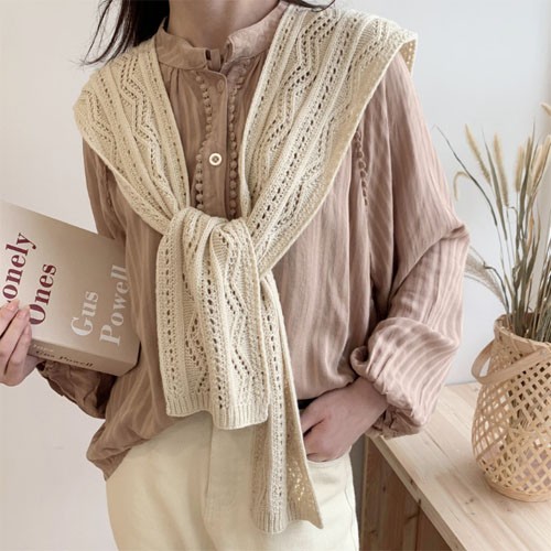 Eunchang] Ấm cúng đan giả cardigan khăn choàng khăn quàng cổ thu đông xuân nhiệt cardigan khăn choàng khăn lớn khăn quàng cổ