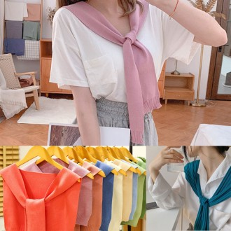 Eunchang] Giả Cardigan Khăn 24 Loại Nhét Khăn Quàng Thu Đông Phối Ren Xếp Ly Cotton Voan Satin Mini Po