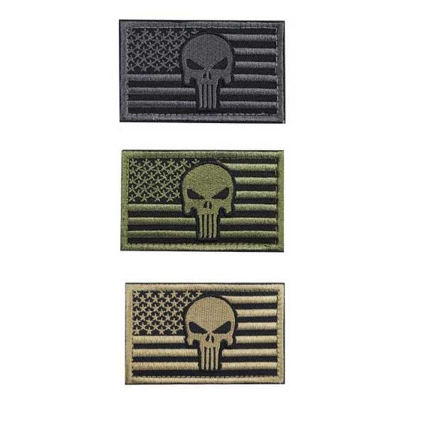 Skull American Flag Velcro thêu Wappen Patch