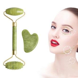 OC1260 Bộ lăn massage chăm sóc da ngọc bích tự nhiên gua sha