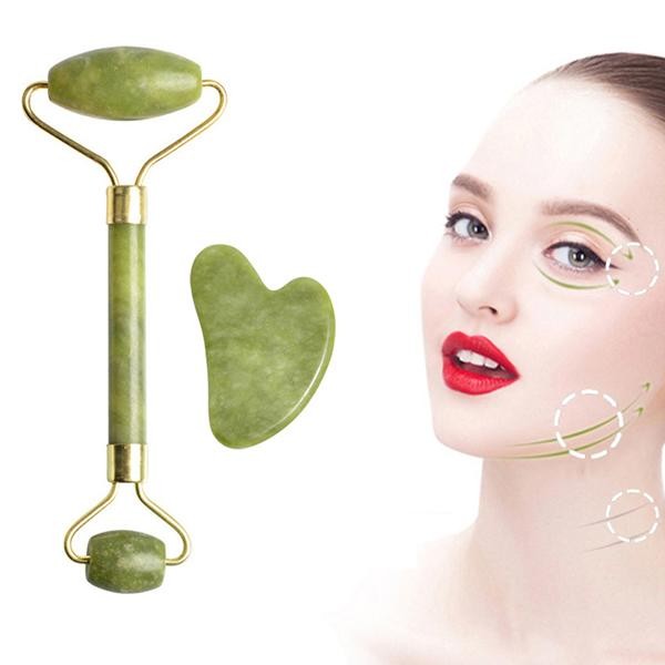 OC1259 Bộ lăn massage chăm sóc da ngọc bích thiên nhiên gua sha