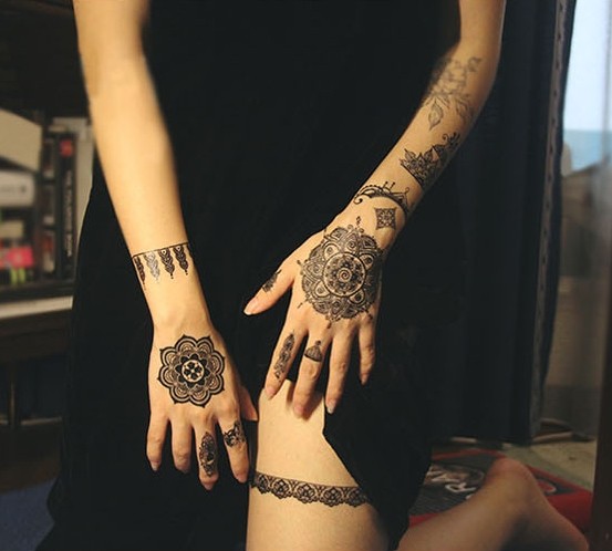 Bộ 3 nhãn dán hình xăm thời trang henna phong cách