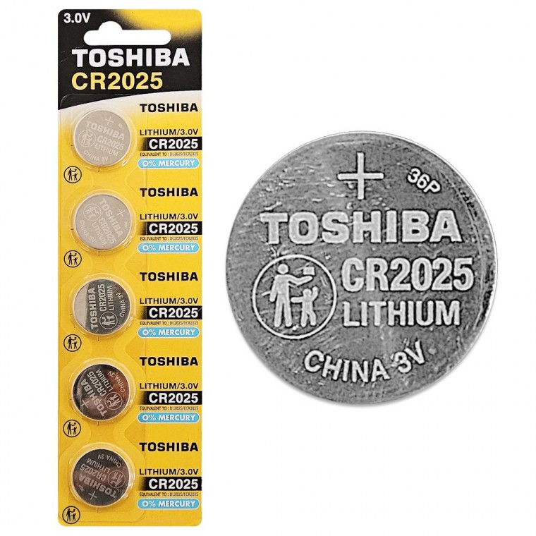 Pin lithium Toshiba CR2025 1 bộ (5P) pin khô 3V