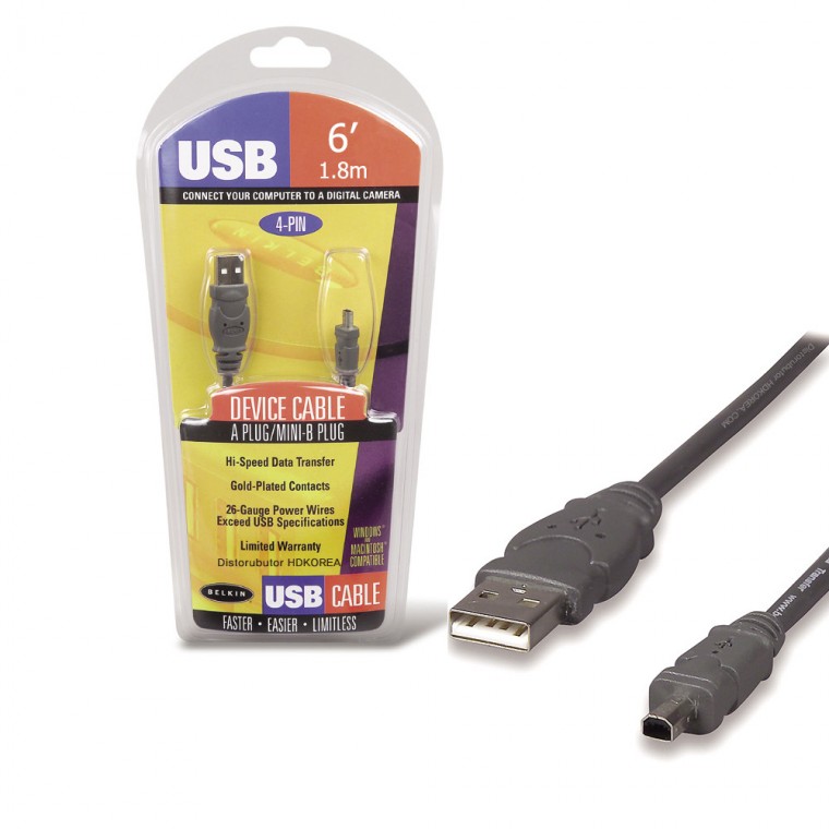 Cáp Belkin USB A 4 chân mini B 1.8m mini B 4p dành cho máy ảnh kỹ thuật số