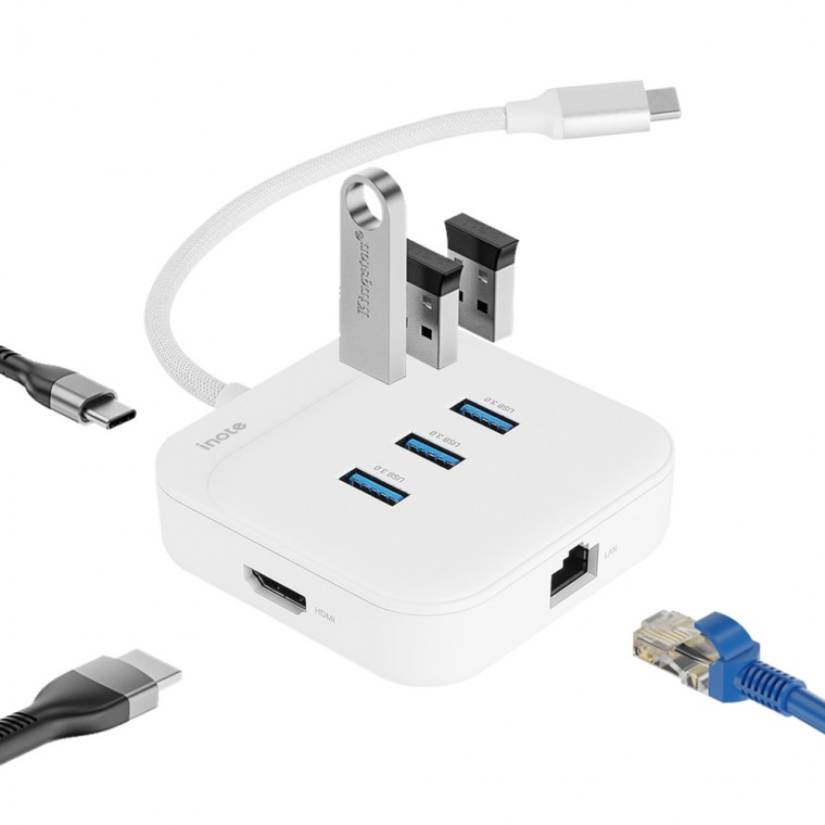 iNote C loại multihub USB màu trắng 6in1