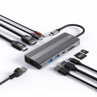 Multihub loại C Thunderbolt 4 hỗ trợ thông số kỹ thuật cao 10in1