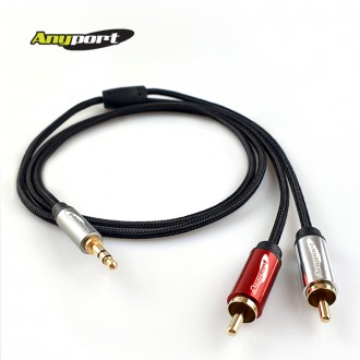 [Anyport] Cáp âm thanh nổi 3.5 pi to 2RCA cáp kim loại cao cấp 5M