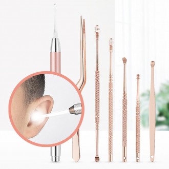 Bộ dụng cụ lấy ráy tai có đèn LED, nút bịt tai, nút bịt tai, vệ sinh tai