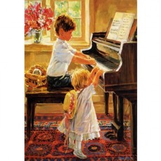 Bộ xếp hình 500 mảnh Anh chị em chơi đàn Piano Puzzle Life PL647