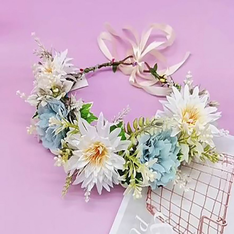 Tràng hoa headband tự cưới cô dâu tắm tự studio đạo cụ Freesia M