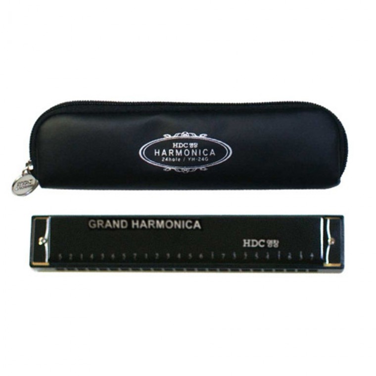 Hộp đựng kèn harmonica Youngchang bao gồm bộ nhạc cụ màu bạc YH-24G