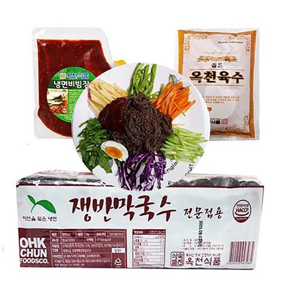 Khay Okcheon Makguksu 2kg + Bibimjang 500g + Nước dùng 5 túi (10 phần ăn) (Mul Naengmyeon Bibim Naengmyeon)