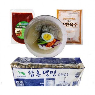 Okcheon Hamheung Naengmyeon 2kg + Sốt Bibim 500g + Nước dùng 5 túi (10 phần ăn) (Mul Naengmyeon Bibim Naengmyeon)