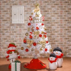 Bộ cây trang trí làng ông già Noel màu trắng 150 cm bao gồm bóng đèn