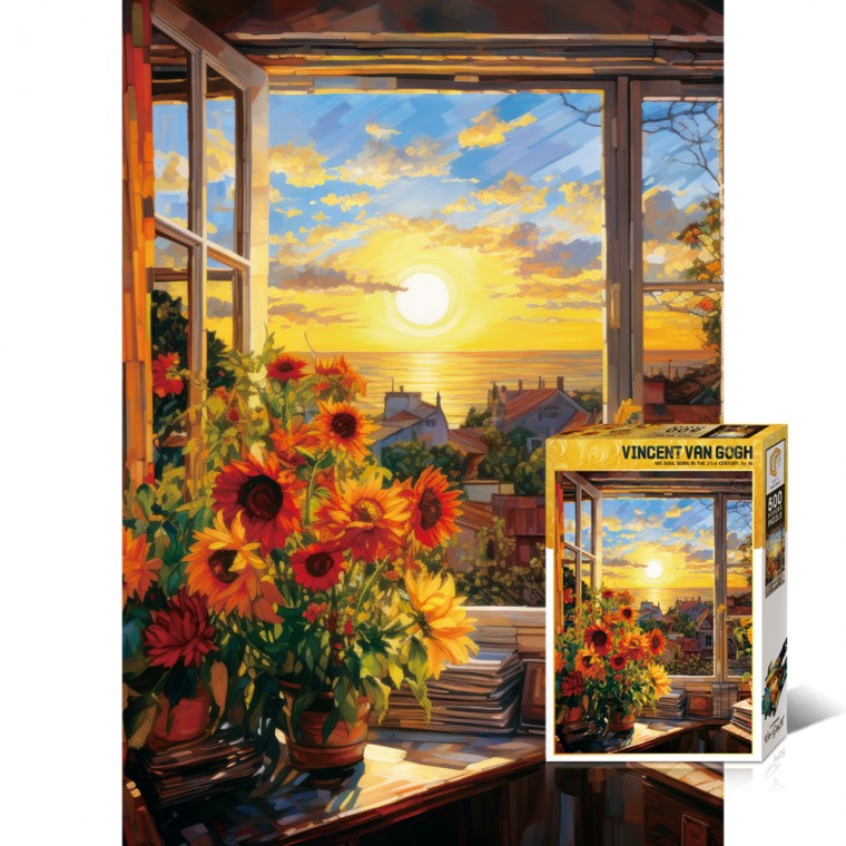 500 mảnh xếp hình Cửa sổ màu hoàng hôn của Van Gogh TPD05-1026