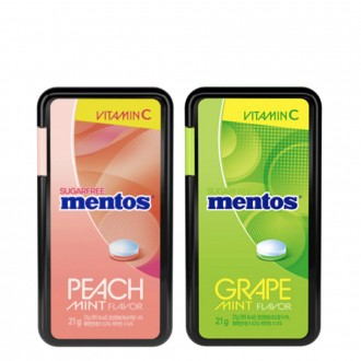 Nongshim Mentos Fruit Mint Peach 21 & Grape 21g x 6 mỗi loại (tổng cộng 12) Hương thơm sảng khoái kẹo