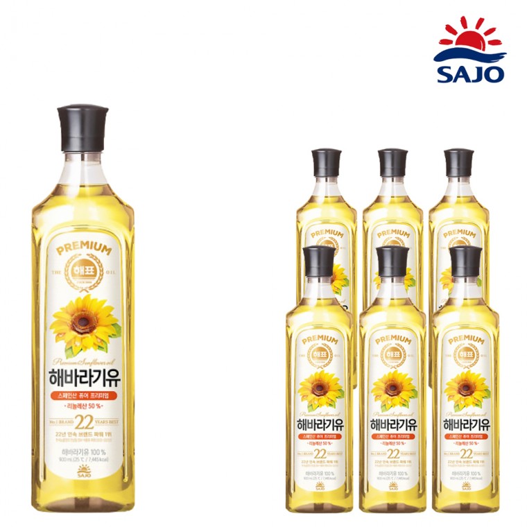 Dầu hướng dương Sajo Daerim Haepyo 900ml x 6 Dầu ăn cao cấp Dầu hạt hướng dương