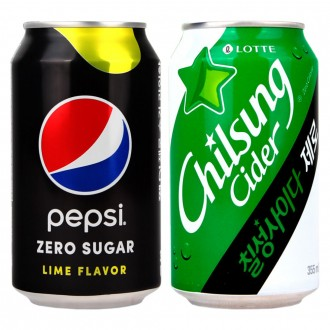 Pepsi Zero Chilsung Cider Zero 355ml, mỗi loại 12 lon, tổng cộng 24 lon