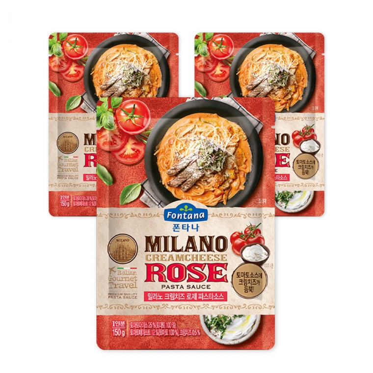 Fontana Milano Sốt Pasta Hoa Hồng Kem Phô Mai 150G x 3