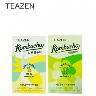 Teazen Kombucha Dứa & Shine Muscat 10 miếng mỗi loại (tổng cộng 20 miếng) Đồ uống lên men tốt cho sức khỏe Bột prebiotic Lactobacillus