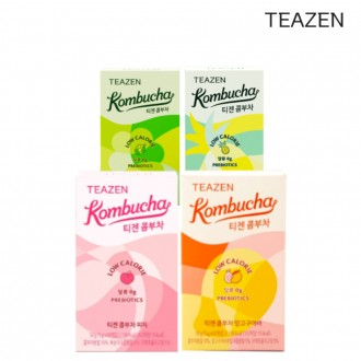 Teazen Kombucha 4 loại hỗn hợp Đào & Xoài & Shine Muscat & Dứa Mỗi loại 10 miếng (tổng cộng 40 miếng) Thức uống lên men tốt cho sức khỏe Bột Lactobacillus