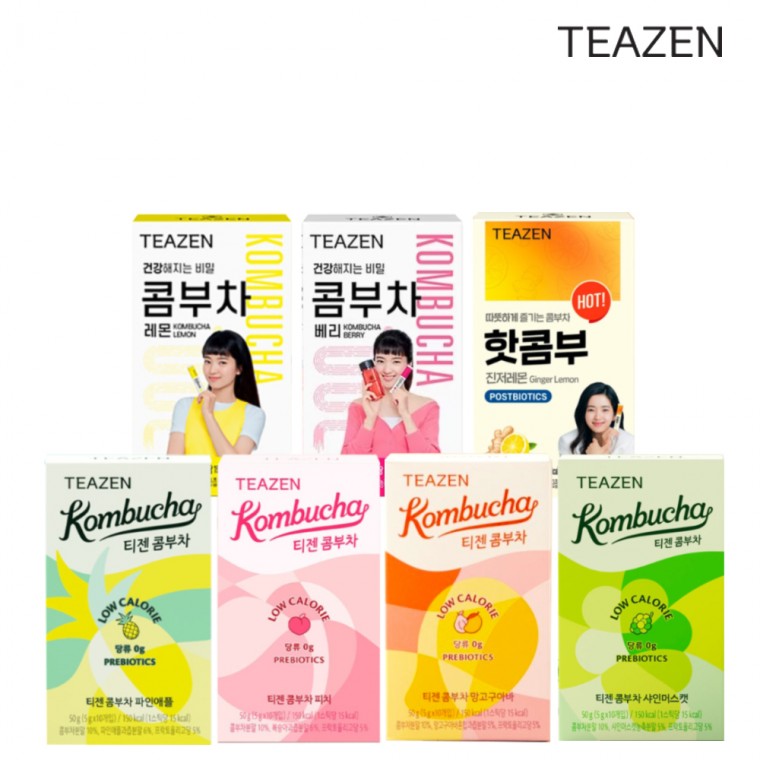 Teazen Kombucha 7 loại hỗn hợp Berry & Dứa & Xoài ổi & Đào & chanh & Shine Muscat & Hot Kombucha mỗi loại 10 miếng (tổng cộng 70 miếng)