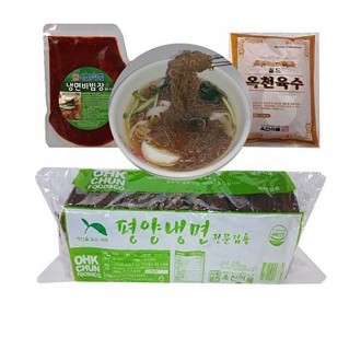 Mì lạnh Okcheon Pyeongyang 2kg + sốt bibim 500g + nước dùng 5 túi = set (10 phần ăn)