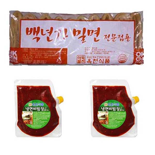 Okcheon Baeknyeonga Milmyeon Bibim Set (mì lạnh 2kg + sốt bibim 1kg) cho 10 suất ăn