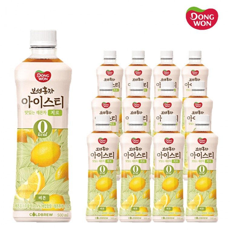 Trà đen Dongwon Boseong Trà đá Trà chanh thơm ngon Zero 500ml x 12 Trà đen chanh Trà chanh Không calo