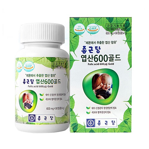 Chong Kun Dang Folic Acid 600 Gold 90 viên 1 viên (cung cấp 3 tháng) Chiết xuất chanh Axit Folic Phụ nữ mang thai Dinh dưỡng chuẩn bị mang thai