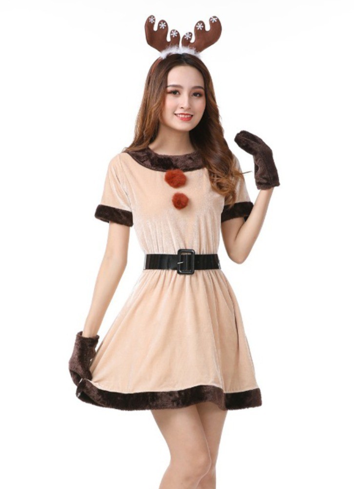 Rudolph Trang Phục Một Mảnh Nữ Santa Phù Hợp Với Giáng Sinh Trang Phục Đảng Mặc Cosplay