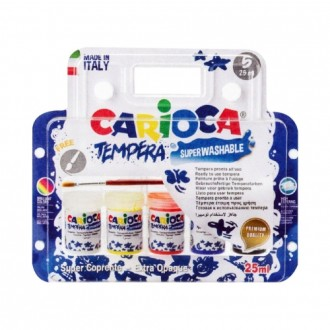 Carioca Super Washable Tempera 5 màu kèm cọ 25ml