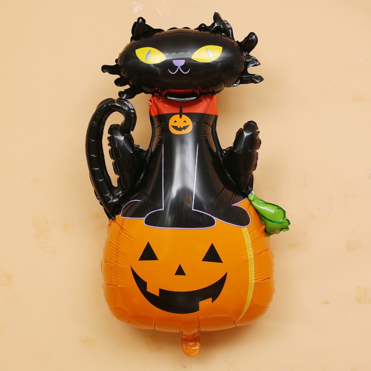 Bóng Bay Trang Trí Tiệc Halloween Bí Ngô Mèo Bạc RD-09944