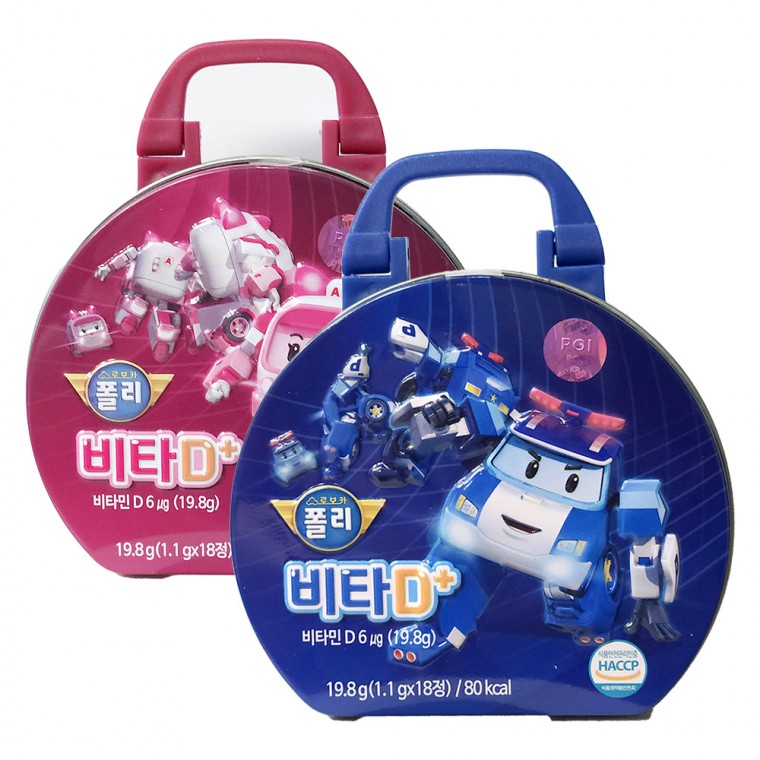 Robocar Poli Vitamin D+ túi sắt (18 viên) Polly Amber