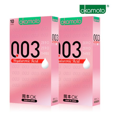 Okamoto 003 Hyaluronic Acid 10 miếng 2 hộp Dưỡng ẩm mềm mại cho nữ